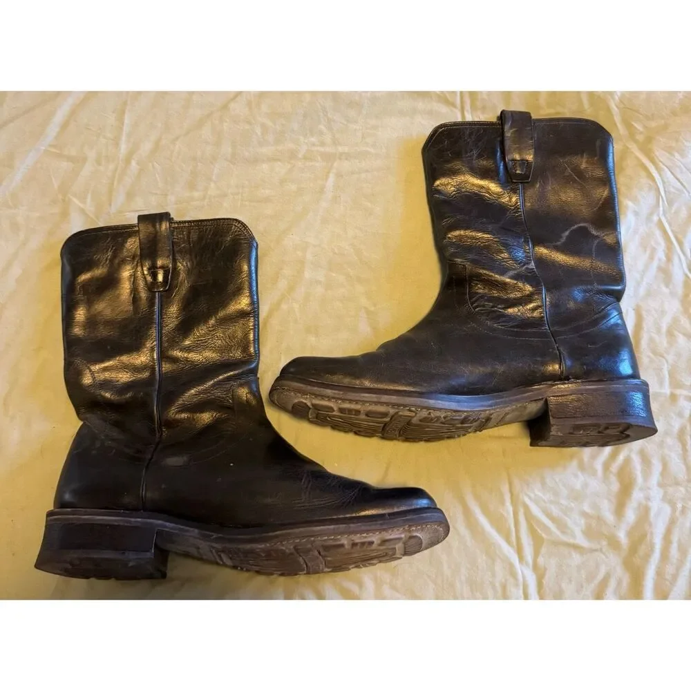 John Varvatos Size 10 Leather Pull Up Boots Oil Resistant Men Used